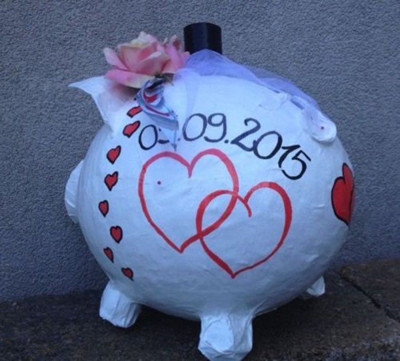 Sparschwein XXL Hochzeit Geschenk Briefbox Kartenbox für Umschläge Initialen Box Bild 3