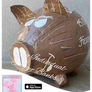 Wildschwein Schwein Sparschwein XXL Wildschsau  Frischling Jäger Briefbox Geldgeschenk Kartenbox Umschlagbox