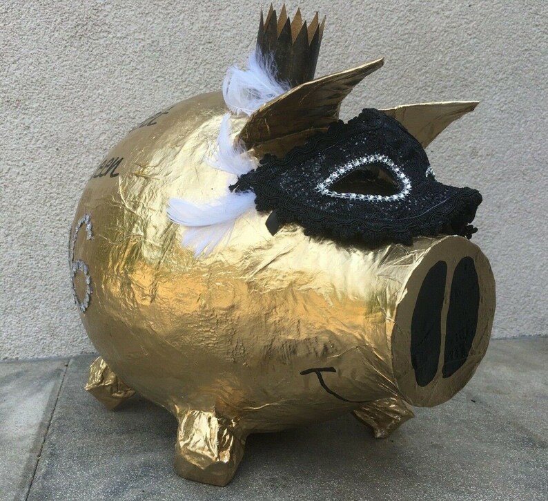 Sparschwein XXL Sweet 16 gold Geschenk 16 Geburtstag Geldgeschenk Kartenbox Bild 1