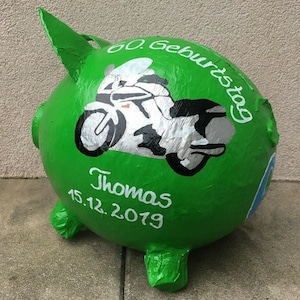 Salvadanaio XXL con motivo maiale: motocicletta FJR 1300 denaro, carta regalo, cassetta delle lettere, busta, denaro, regalo di compleanno, regalo di compleanno