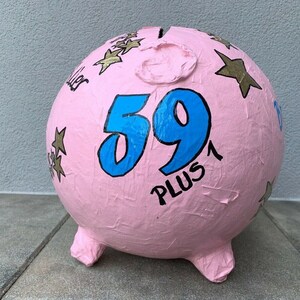 Piggy bank XXL 60th birthday golden stars money gift letter box card box image 10