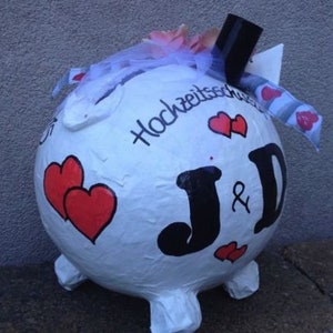 Sparschwein XXL Hochzeit Geschenk Briefbox Kartenbox für Umschläge Initialen Box Bild 4