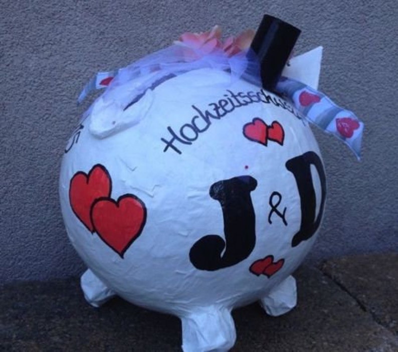 Sparschwein XXL Hochzeit Geschenk Briefbox Kartenbox für Umschläge Initialen Box Bild 4