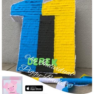 Pinata Zahl 11 blau gelb weiss Schlagpinata Geburtstag Geschenk Geldgeschenk
