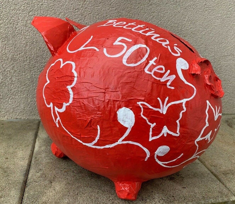 Sparschwein XXL 50. Geburtstag Geschenk Geldgeschenk Briefbox Kartenbox Schwein Bild 8