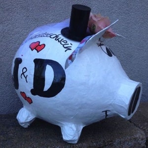 Sparschwein XXL Hochzeit Geschenk Briefbox Kartenbox für Umschläge Initialen Box Bild 2