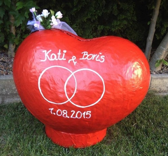 Herz XXL rot Hochzeit Box für Umschläge Geldgeschenke Box Umschlagbox Tauben
