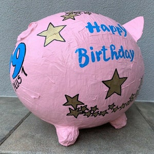 Piggy bank XXL 60th birthday golden stars money gift letter box card box image 4