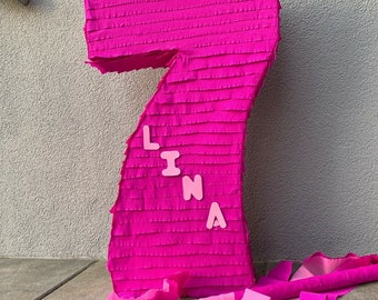 Piñata número 7 en regalo rosa 7º cumpleaños caja de regalo para cumpleaños  infantil -  México