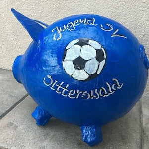 Salvadanaio XXL maiale club registratore di cassa calcio soldi regalo carte scatola donazioni scatola fatta a mano