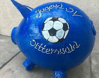 Sparschwein XXL Schwein Vereinskasse Fussball Geldgeschenk Kartenbox Spenden Box handmade