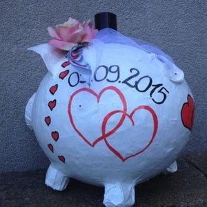 Sparschwein XXL Hochzeit Geschenk Briefbox Kartenbox für Umschläge Initialen Box Bild 5