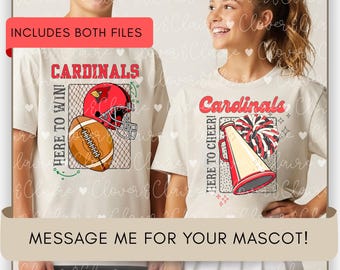 Mascota de los Cardenales PNG: Diseño de sublimación con espíritu escolar (Descarga digital)
