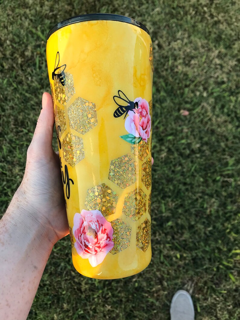 and bible verse glitter tumbler Bumble bee honey