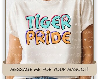 Orgullo de tigre colorido PNG: Clipart de espíritu escolar (Descarga digital)