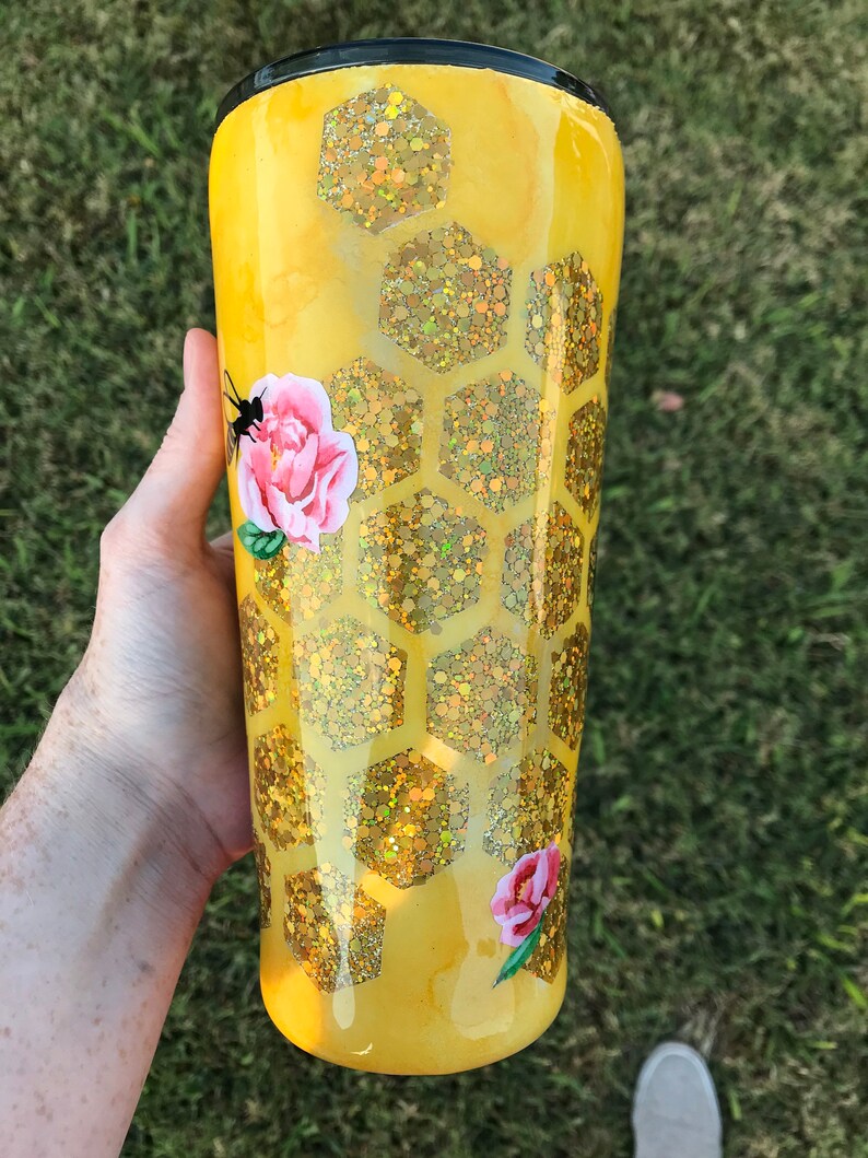 and bible verse glitter tumbler Bumble bee honey