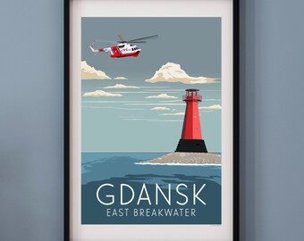 Gdansk East Brakewater Print - Gdansk poster - Travel, Gdansk, Baltic, Decoration, Wall Art