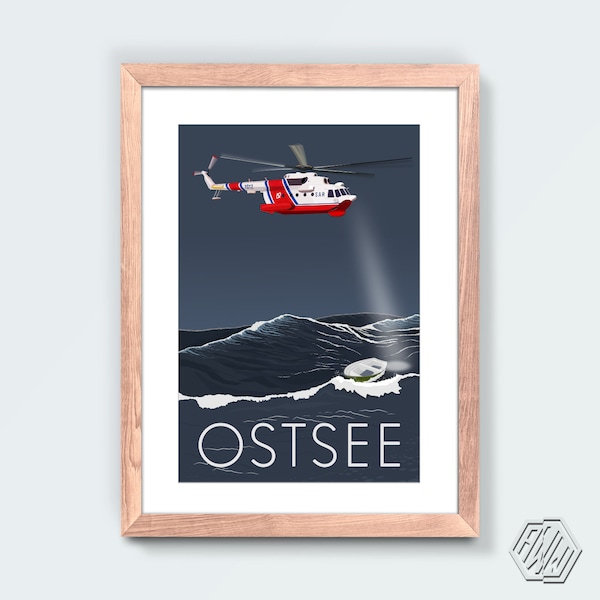 Ostsee Poster - Baltic Sea Print - Baltic poster - Travel, Baltic, Tall Ship, Decoration, Wall Art