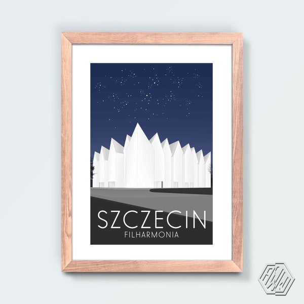 Affiche Szczecin Philharmonic - Imprimé Stettin - affiche rétro polonaise