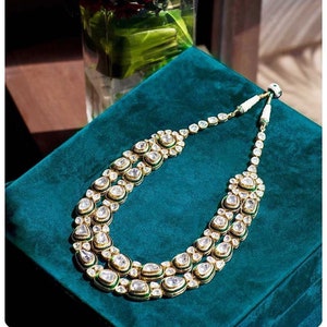 VeroniQ Trends-Elegant Long Rani Haar in Back Meenakari Kundan Green Meenakari-Bridal-Wedding-Engagement-Party-Kundan Necklace