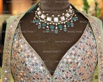 VeroniQ Trends-Elegant Kundan Meenakari Necklace with Quartz Beads-Bridal-Wedding-Engagement-Party-Kundan Necklace