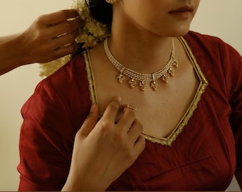 VeroniQ Trends-Elegant Rajputi Handmade Pachi Kundan Necklace with Pearls-South Indian-Indian Jewelry-Kundan-Wedding-USA-UK-Canada