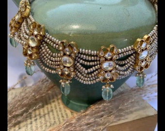 VeroniQ Trends-Multistrand Fresh Water Pearls-in Handmade Kundan Necklace-Indian Jewelry-Wedding-USA-UK-Canada-Europe-Bridal