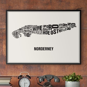 NORDERNEY Letter Location Screen Printing Poster Typography, Typo City Map, Letters Map, Districts Graphics, Cities Pictures, Poster