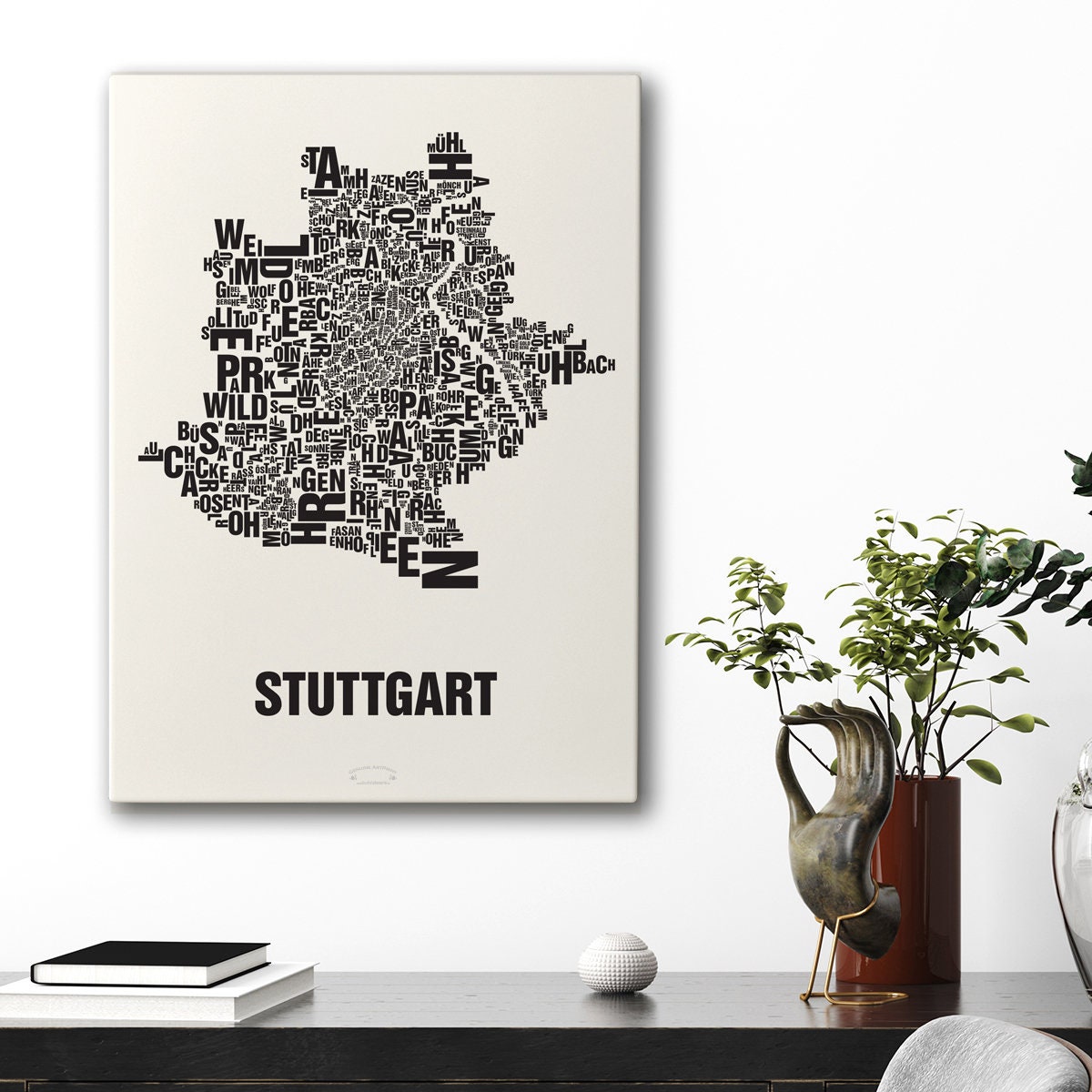 STUTTGART Letter Location Screen Printing Poster Typography, Typo City