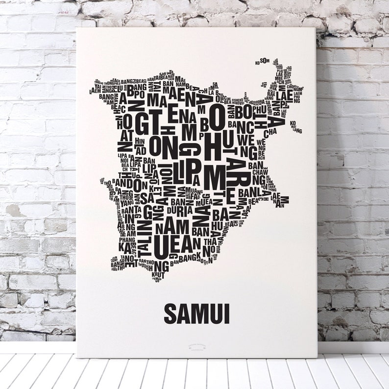 SAMUI Thailand Letter Location Screen Printing Poster Typography, Typo ...