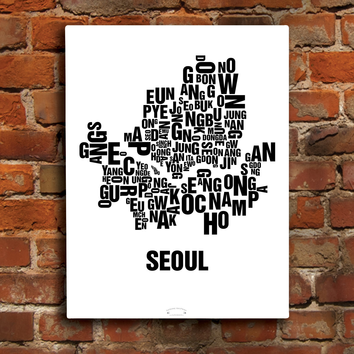 SEOUL Korea Letter Location Screen Printing Poster Typography, Typo ...