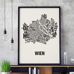 VIENNA Vienna Letter Location Screen Printing Poster Typography, Typo City Map, Letters Map, Districts Graphics, Cities Pictures, Poster