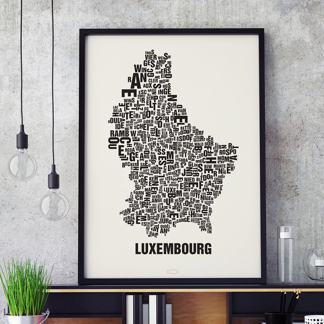 LUXEMBOURG Luxembourg Letter Location Screen Printing Poster Typography