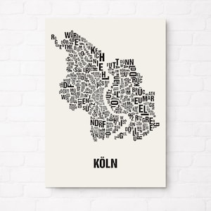 COLOGNE Köln – Type Map | Typographic City Map | Urban Poetry | Screen Print Edition 50x70 cm