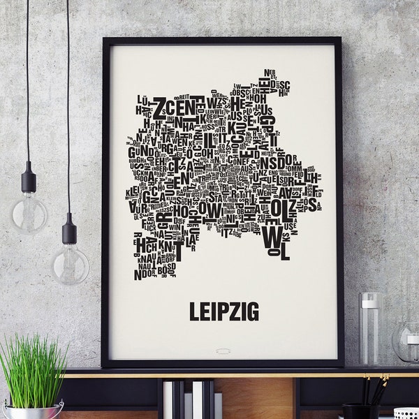 LEIPZIG Letter Location Screen Printing Poster Typography, Typo City Map, Letters Map, Districts Graphics, Cities Pictures, Poster