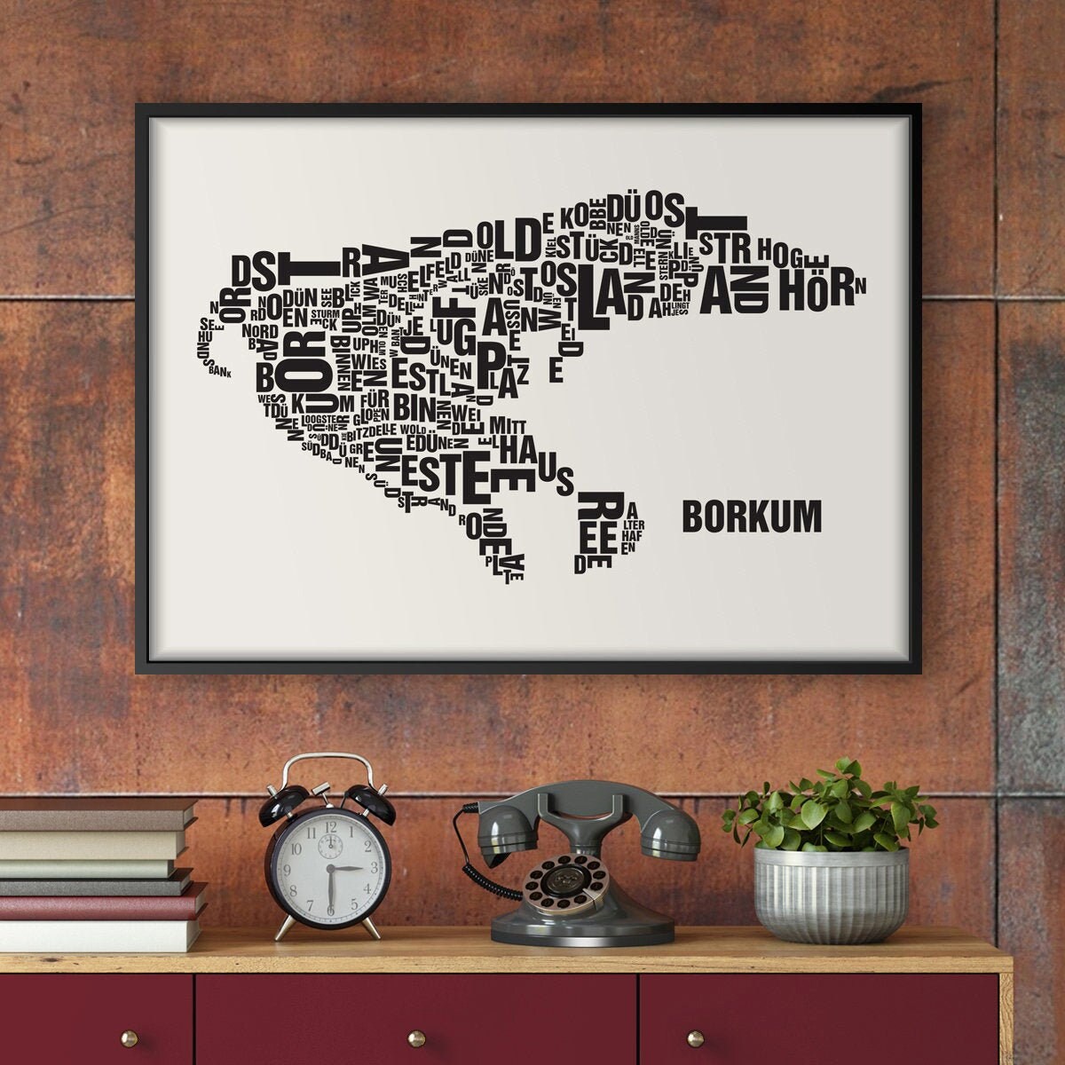 BORKUM Letter Location Screen Printing Poster Typography, Typo City Map, Letters Map, Districts Graphics, Cities Pictures, Poster