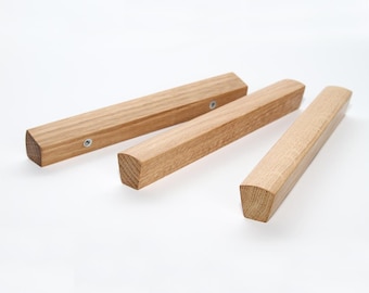 Set Oak wood Cabinet Pull. Wooden Handles U-8015. Modern kitchen Handles. Contemporary Drawer Handle.