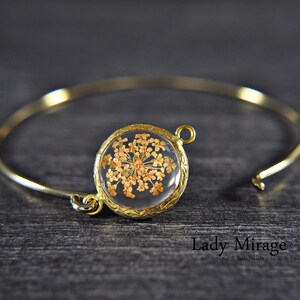 Real Flower Bangle Peach Gold Plated imagen 4