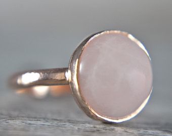 925 Sterling Silver - Rose Quartz Ring - Rose Gold - Mothers day