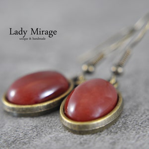 Brown Dangling Earrings Gemstone Earrings with Agate Brown Gift Idea Dangling Earrings afbeelding 2