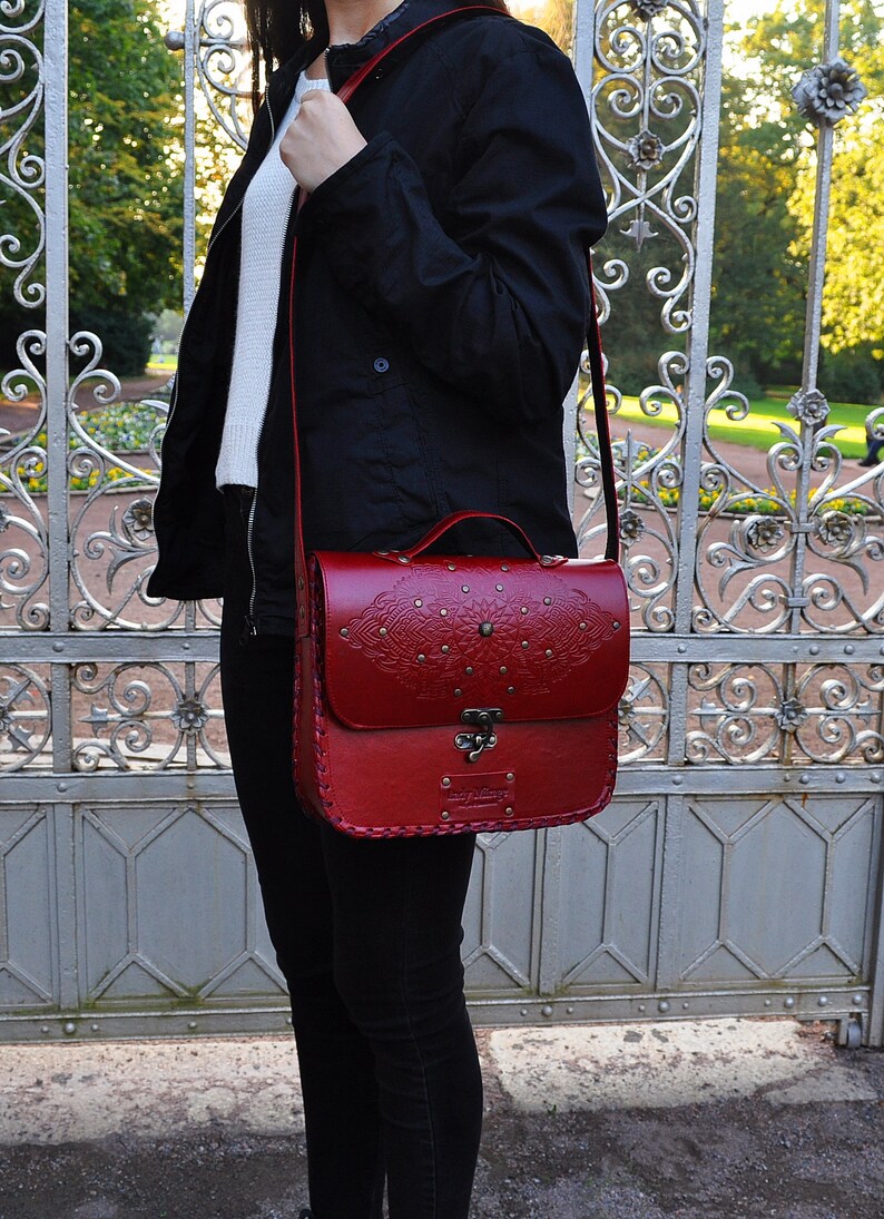 Taj Mahal Genuine Leather Bag Red imagen 2