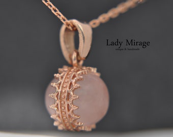 925 Silver - Rose Gold Necklace - Pendant - Rose Quartz Gemstone - Elegant - Bridal Jewelry - Handmade Gift - Gift for Her - Wedding