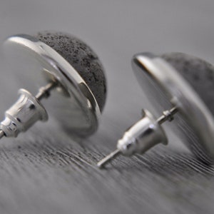 Concrete Stud Earrings Silver plated image 3