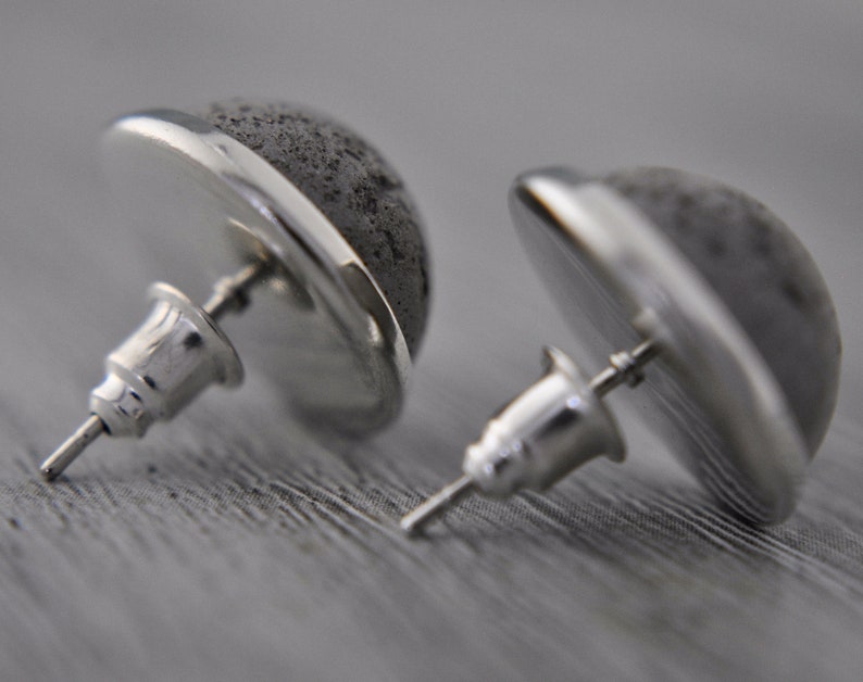 Concrete Stud Earrings Silver plated image 3