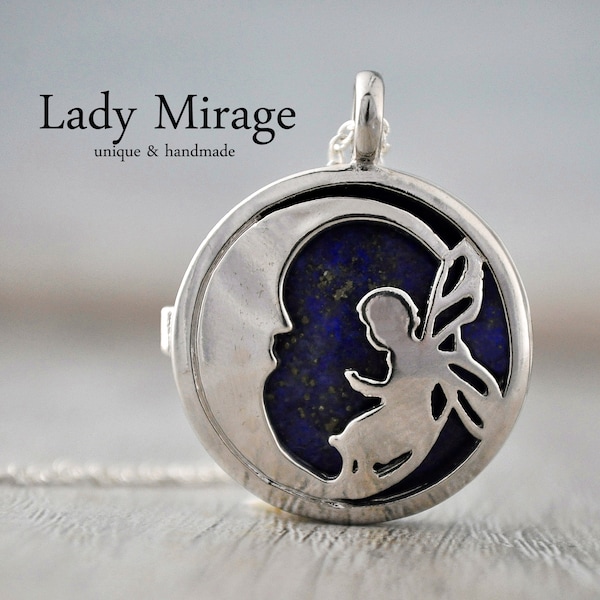 925 Silver Moon Fairy Locket Necklace