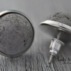 Concrete Stud Earrings Silver plated image 2