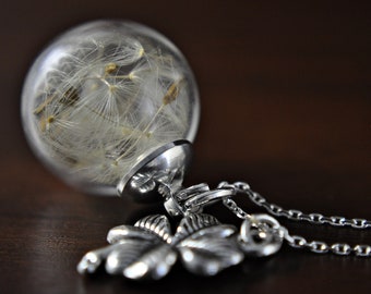 LUCK" 925 Silver- Real Dandelion Necklace