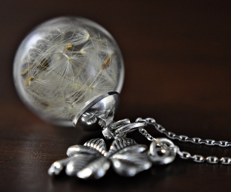 LUCK 925 Silver Real Dandelion Necklace imagen 1