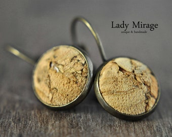 Natural Cork Earrings -Bronze-