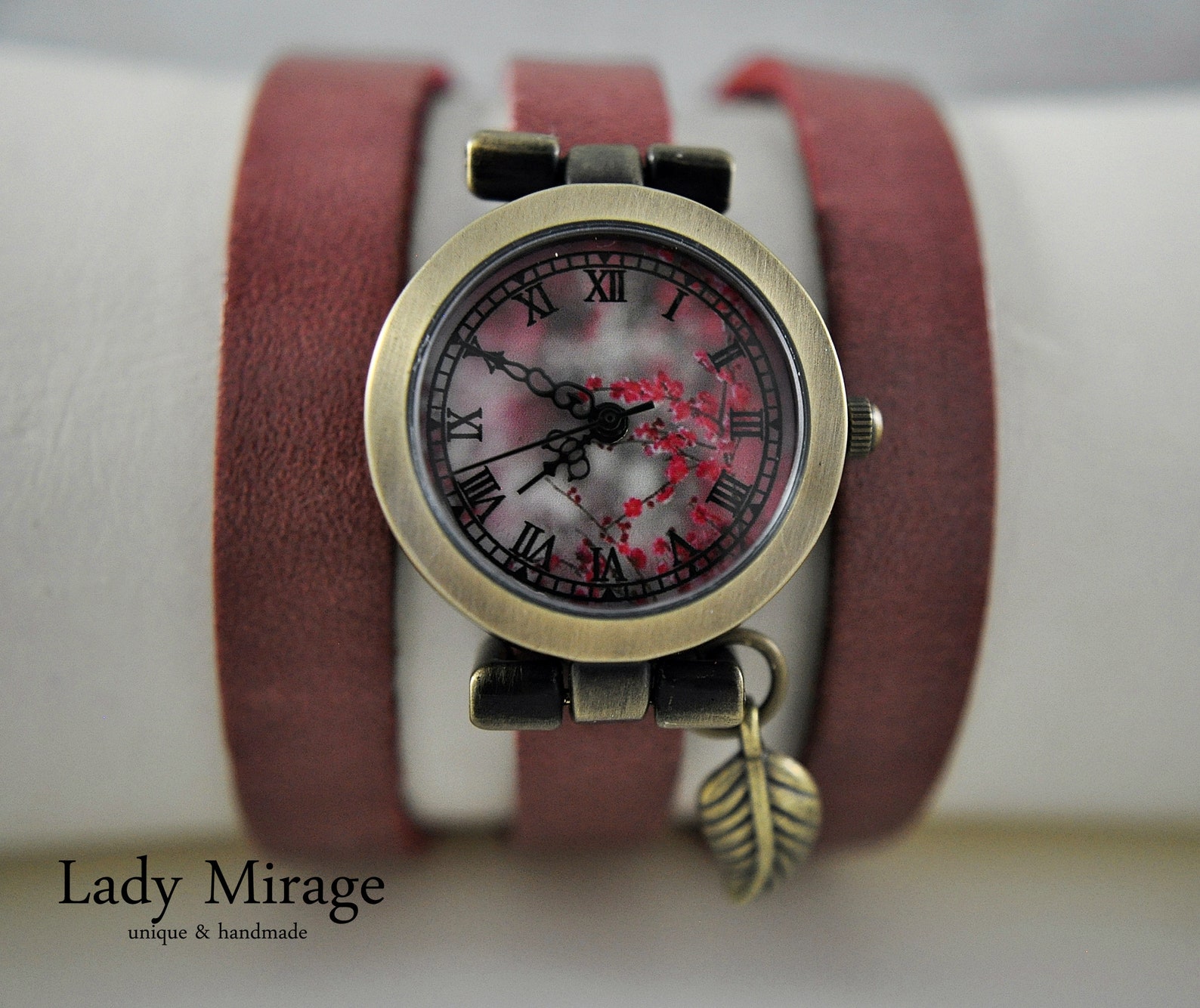 Cherry Blossoms Real Leather Watch Antique Rose Etsy